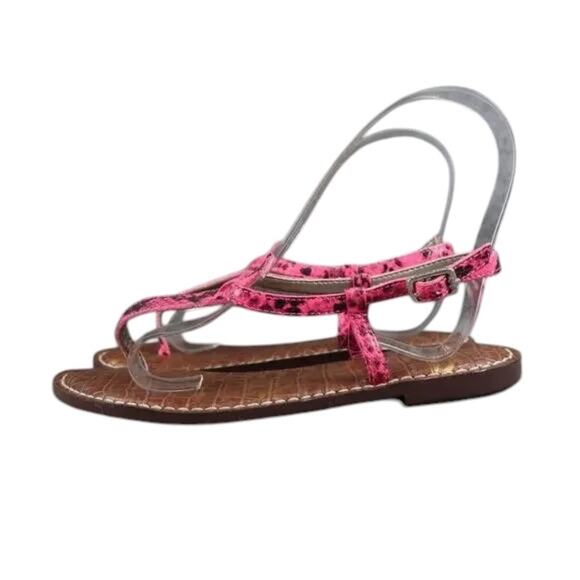 Sam Edelman Shoes Womens 5 Sandals Fashion Casual Snake Print Leather Pink Gigi - Picture 2 of 12